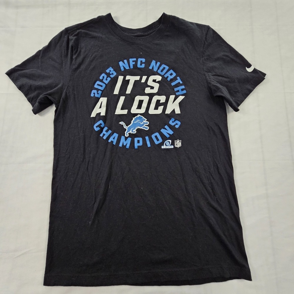 Detriot Lions 2023 NFC North Champions Nike Black Short Sleeve T-Shirt Men''s S